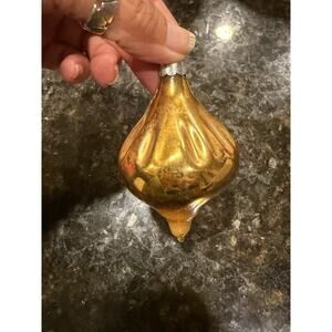 Vintage Shiny Brite Christmas Ornament Chandelier UFO Carriage Gold